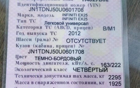 Infiniti EX, 2012 год, 2 200 000 рублей, 7 фотография