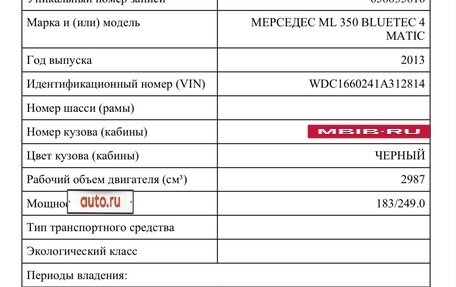 Mercedes-Benz M-Класс, 2013 год, 2 850 000 рублей, 1 фотография