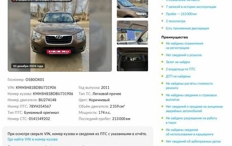 Hyundai Santa Fe III рестайлинг, 2011 год, 1 549 000 рублей, 18 фотография