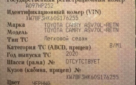 Toyota Camry, 2020 год, 3 449 000 рублей, 13 фотография