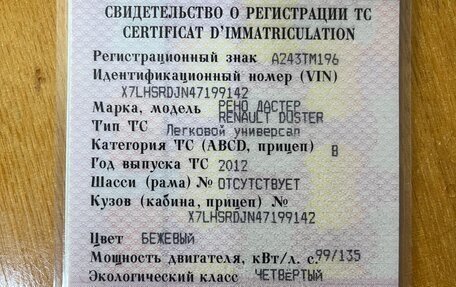 Renault Duster I рестайлинг, 2012 год, 1 050 000 рублей, 16 фотография