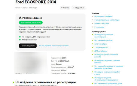 Ford EcoSport, 2014 год, 949 000 рублей, 22 фотография