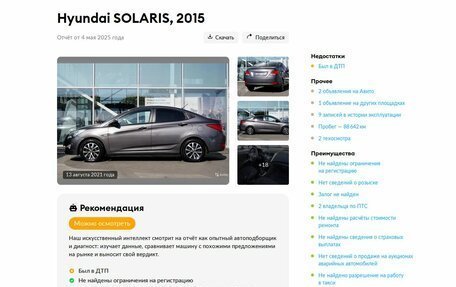 Hyundai Solaris II рестайлинг, 2015 год, 899 000 рублей, 23 фотография