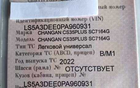 Changan CS35 Plus, 2022 год, 2 000 000 рублей, 9 фотография