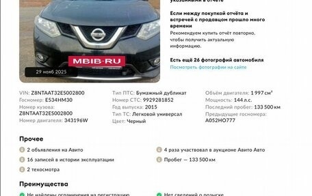 Nissan X-Trail, 2015 год, 1 648 000 рублей, 2 фотография