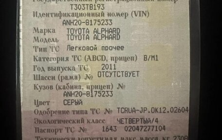 Toyota Alphard III, 2011 год, 2 350 000 рублей, 10 фотография