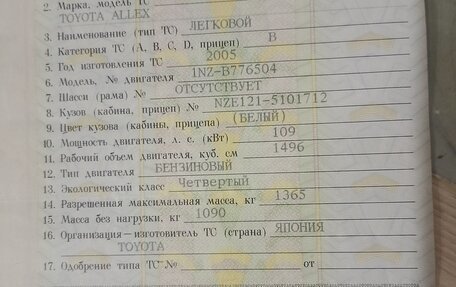 Toyota Allex i рестайлинг, 2005 год, 750 000 рублей, 15 фотография