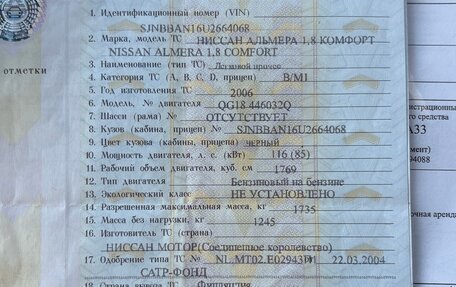 Nissan Almera, 2006 год, 449 999 рублей, 26 фотография