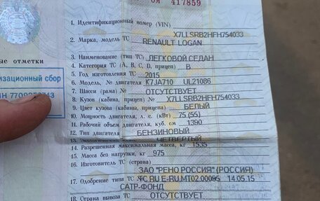 Renault Logan II, 2015 год, 175 000 рублей, 5 фотография