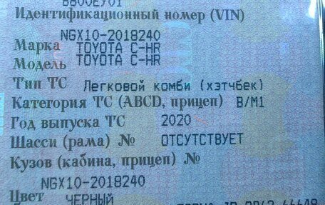 Toyota C-HR I рестайлинг, 2020 год, 1 950 000 рублей, 10 фотография