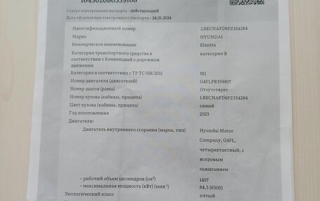 Hyundai Elantra, 2023 год, 1 000 000 рублей, 8 фотография