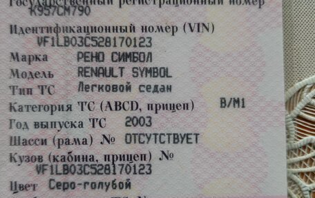 Renault Symbol I, 2003 год, 250 000 рублей, 7 фотография
