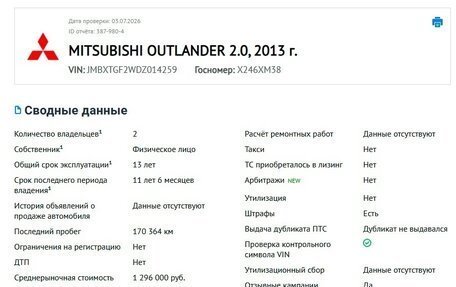Mitsubishi Outlander III рестайлинг 3, 2013 год, 1 130 000 рублей, 2 фотография
