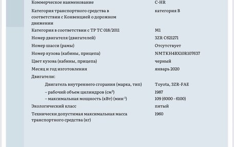 Toyota C-HR I рестайлинг, 2020 год, 2 492 000 рублей, 40 фотография