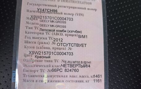 Geely MK Cross I, 2012 год, 250 000 рублей, 15 фотография